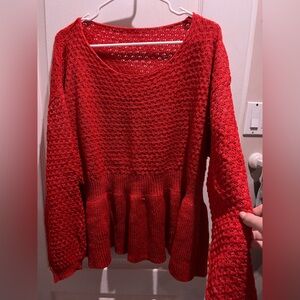 SHEIN Vibrant Red Crew Neck Sweater